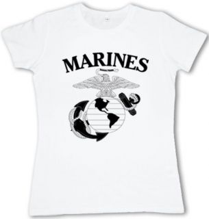 US United States Marines USMC Marine Corps Ladies white t shirt womens