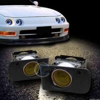 JDM YELLOW CLEAR FRONT BUMPER FOG LIGHTS LAMPS+SWITCH 94 01 ACURA