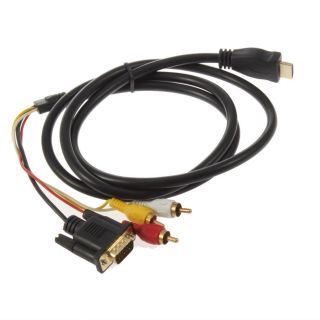 Gold HDTV HDMI to VGA HD15 3 RCA Adapter Cable
