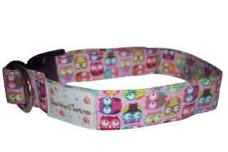 Colorful Fun Owls Dog Pet Puppy Collar Collars Leashes XS SM MED LG