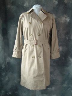 BURBERRY Trench Coat size 8 Long Khaki Lined Nova Check Iconic