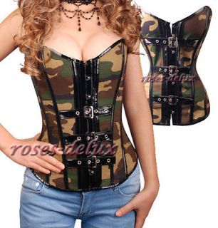 Gothic Camouflage Uniform CORSET S 2XL Buckles dew shoulder clothing