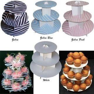 12 3 Tier Cardboard Cup Cakes Display Holder Stand Tower Wedding Baby