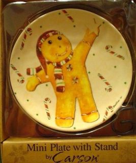 Mini Plate w/Stand  Carson Home Accent GINGERBREAD Man w/Candy Canes