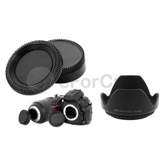 52mm Lens Hood+Rear Lens Cover+Camera Body Cap For Nikon D70s/D90