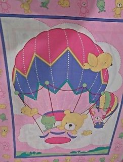 Baby Animals Hot Air Balloon Baby Panel Cotton Quilting Quilt Fabric