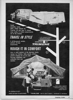 Vintage Ad Gator Trimline Tent Camping Trailers Milwaukee,Wisc onsin