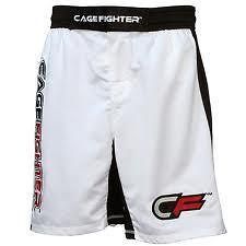 CAGE FIGHTER WHITE BLACK MMA FIGHT SHORTS
