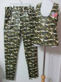 2pc Costume CAMO Commando Tough Girl~Hunter Babe Pants~Tank Top