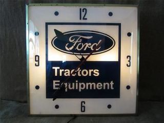 Vintage Pam Lighted Ford Tractor Equipment Clock Antique Old Sign