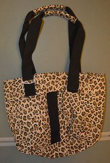 New ELLE Christina Leopard Print Cotton Zippered Insulated Lunch Tote