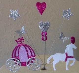 3D Princess Horse & Carriage Butterfly Birthday Cake Topper/Decorat