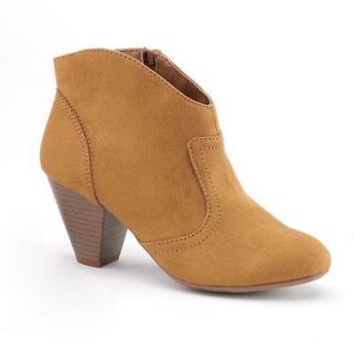 Candies Boots Ankle Cognac Tan faux Suede 8 Booties Candies NEW