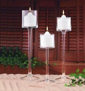 glass stemmed candle holders