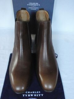Charles Tyrwhitt Dark Brown Calf Leather Jodphur Pull On Boots UK 12 F