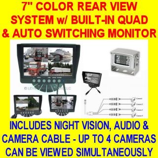 QUAD COLOR REAR VIEW BACKUP SYSTEM SAFETY CAR PICKUP TRUCK TRAILER