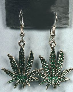 Biker smoker Jewelry weed Pot leaf Earrings Marijuana Cannibus Hippie