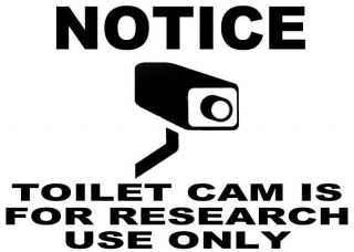 QUANTITY 5 NOTICE TOILET CAM RESEARCH STICKER DECAL SIGN 4X4 INCH