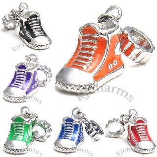 Sneaker Boot Shoe Silver Dangle European Spacer Charm Bead For