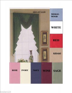Jabot and Cascade Solid Lined Swag Set &Extra Valances