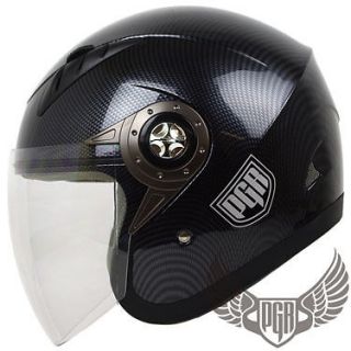 Jet Pilot Carbon Motorcycle Helmet Scooter Open Face L