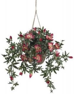 NATURAL 24 Passion Flower Hanging Basket   Silk Flower Arrangement