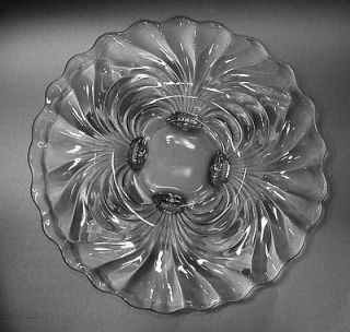 Cambridge Caprice Large Crystal Clear Glass 4 Footed Torte Plate