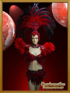 Charismatico Red Drag Queen SAMBA RIO CARNIVAL Feather Headdress BRA