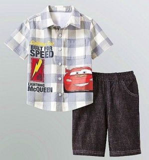 CARS McQUEEN DISNEY Polo Shirt & Shorts Clothing Set Outfit NEW Sz. 3T