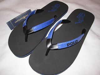 Mena Ralph Lauren Canby Black Blue Flip Flops Sandals Sz 9, 10, 11, 12
