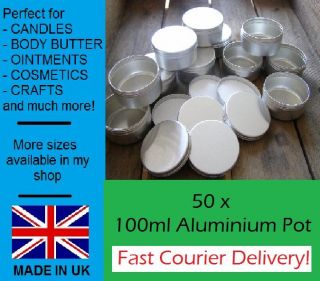 50 x BIG Empty Candle Tin Gel Powder Pot Metal Spice Jars FAST 24 HR