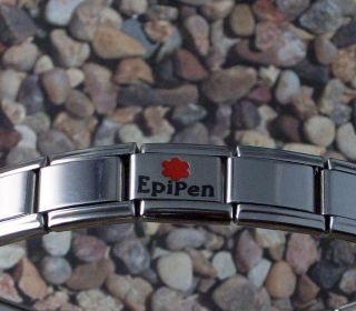 EPI PEN Medical ID Alert Italian Charm With Red Star for Bracelets
