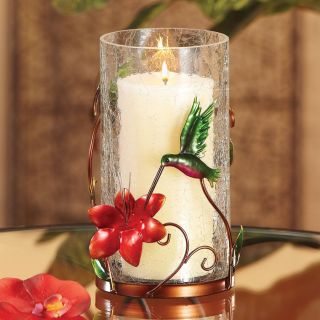 METAL ART Hurricane Glass Candle Holder / Flower Planter with Metal