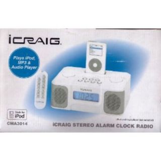 NEW iCRAIG CMA3014 AM/FM ALARM CLOCK RADIO iPOD PLAYER DOCKING STATION