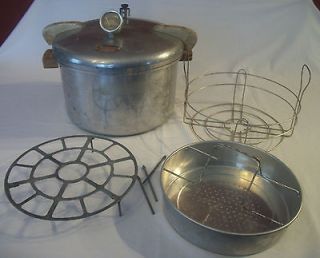 VTG 16 Qt National Pressure Cooker #7 1947 Canner w Accessories