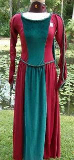 Green 3 Pc Maid Marian Medieval Renfaire Costume w/Cape,Hood,Hdpc S XL