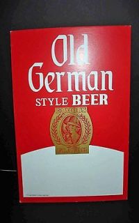VTG OLD GERMAN STYLE BEER ADVERTISING CARDBOARD SIGN 14 X 11 RARE