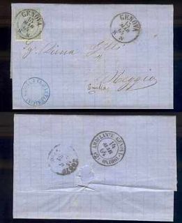 Italy 1864. Choice strike of TRAIN CANCEL on back entire letter to