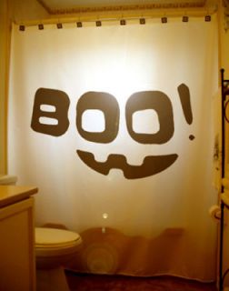 Halloween SHOWER CURTAIN Boo Scary Smiley Happy Face