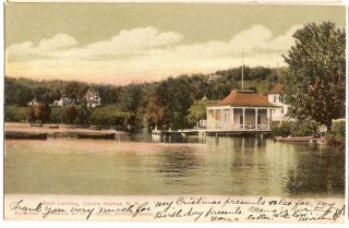1914 Postcard Boat Landing Centre Harbor NH Center Lake Winnipesaukee