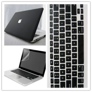 3in1 Black Rubberized Plastic Hard Case for Macbook PRO 13 screen