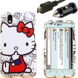 Case+Car Charger for LG Marquee Optimus Black Hello Kitty F Telus Snap