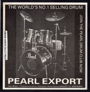 Pearl Export Drum Kit Drums original black and white paper advert
