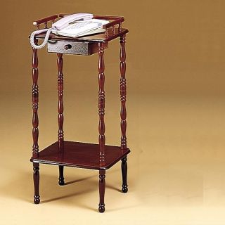 Cherry Finish Accent Table w/ Drawer and Shelf   Telephone Stand