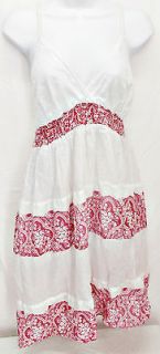 Western Rockabilly White & Red Calico Paisley Smock Prairie Country