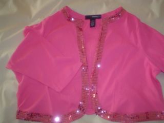 SEQUINED TRIM BOLERO in HOT PINK OR HONEY GOLD PLUS SIZE 3X 28/30