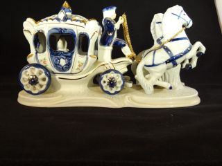 Horse & Carriage Fine Porcelain Lady inside Coach By ARDCO Rare