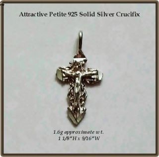 Detailed Fancy Petite 925 Solid Silver Crucifix