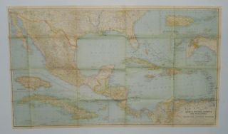 Geographic Society Map of Mexico And Central America 24x41 #D1373