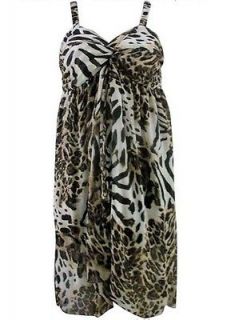Pretty Angel Clothing Womens Dress Brown Leopard Print Summer